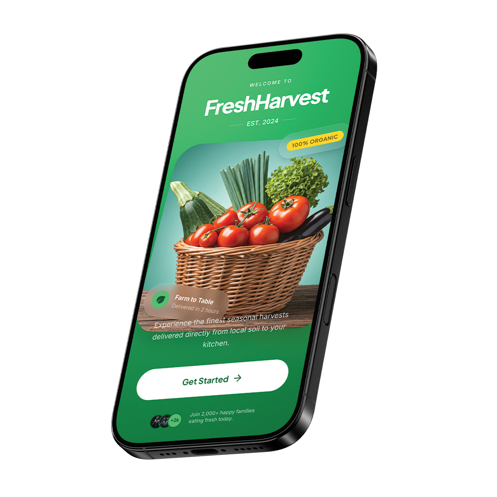 FreshHarvest — Farm to Table Organic Grocery Delivery App UI Kit