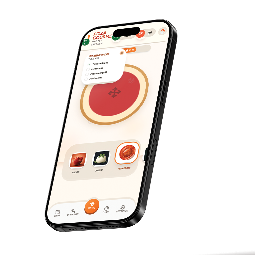 Pizza Gourmet - Master Kitchen Cooking Game App UI/UX Design