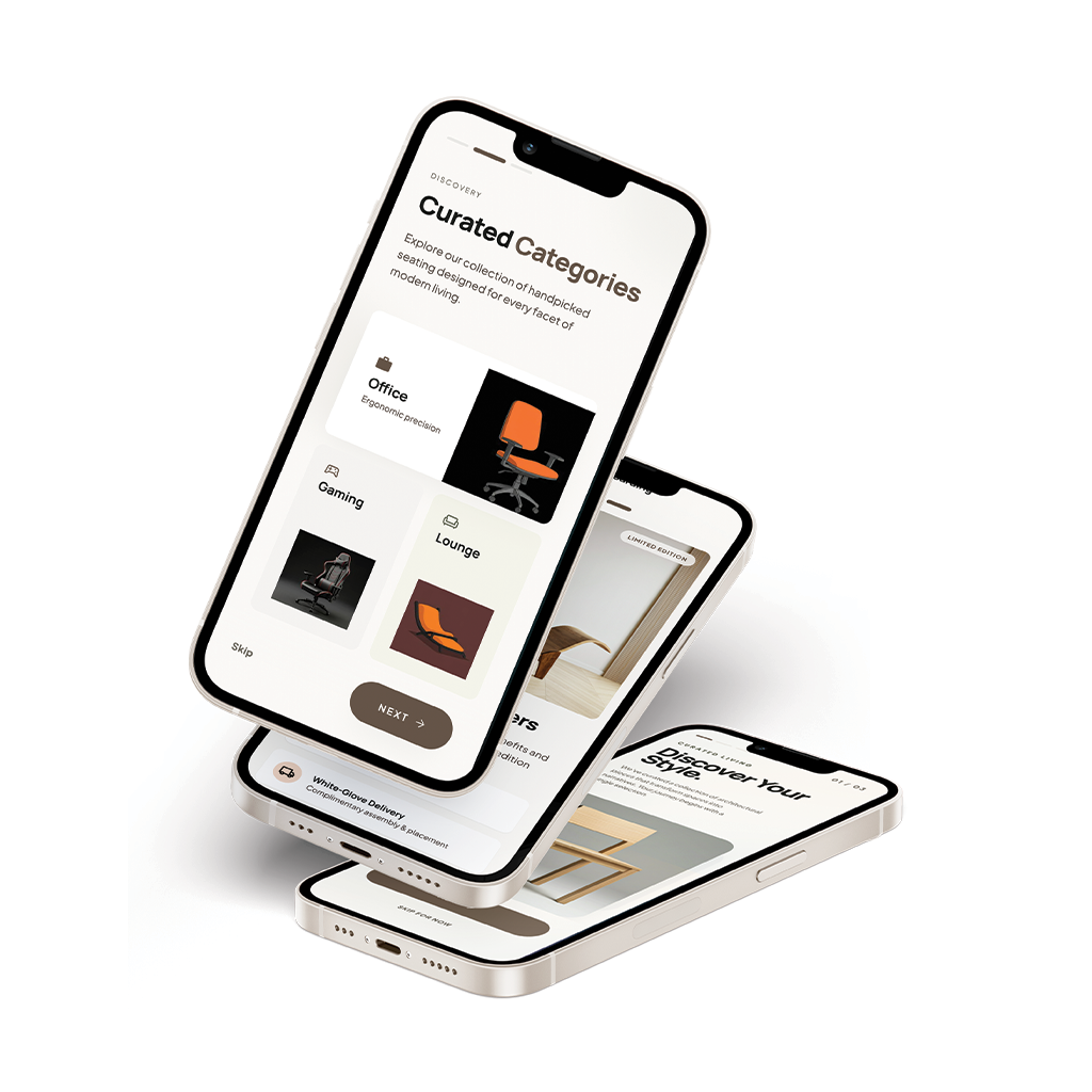 SeatCraft — Curated Seating for Modern Living App UI Kit