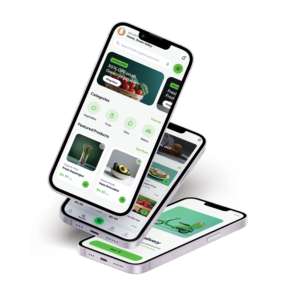 GreenValley - Fresh Organic Grocery Delivery App UI/UX Design