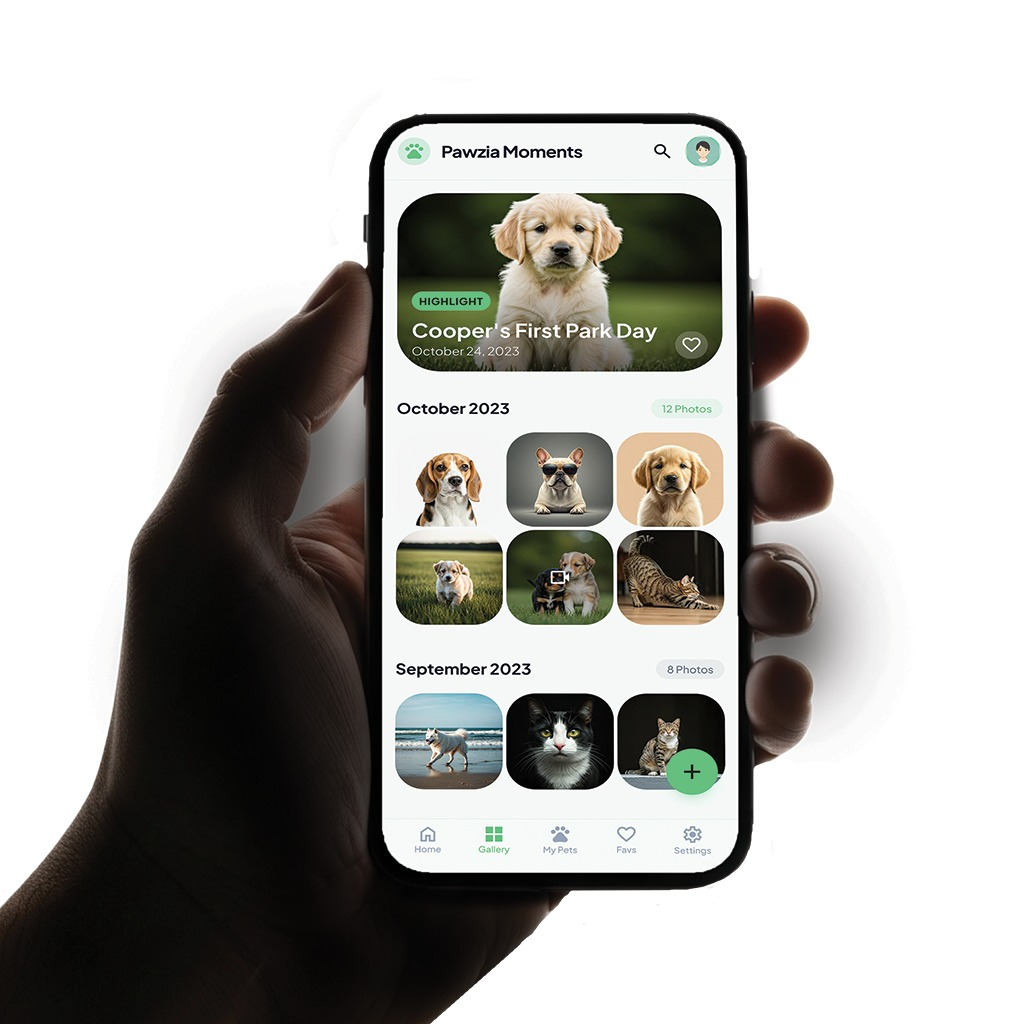 Pawzia Moments - Pet Photo Gallery App UI Design